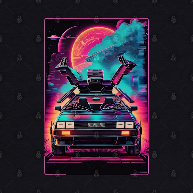 Delorean Synthwave Style Art by DeathAnarchy